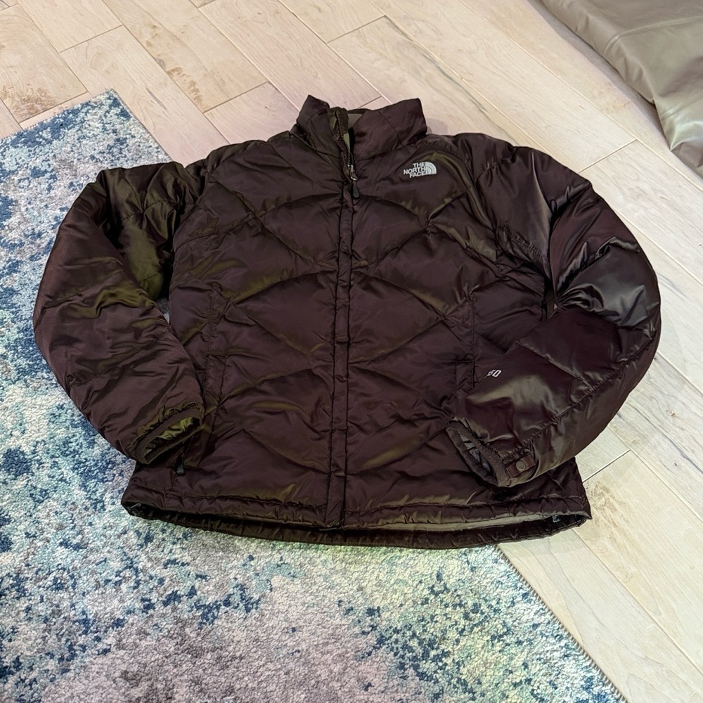 The North Face Olive and Brown Puffer Jacket